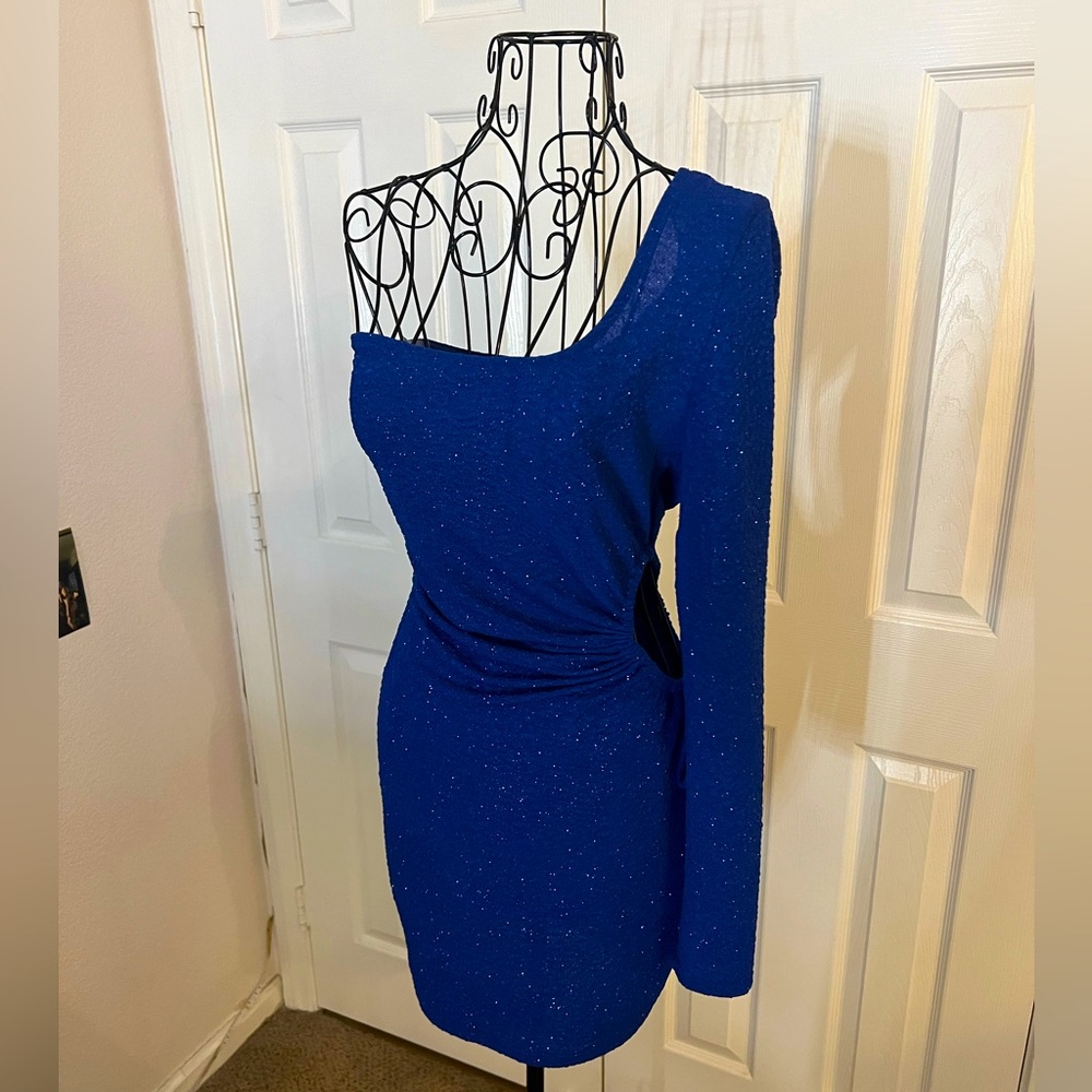 Royal Blue Windsor One Shoudler Mini Dress - L